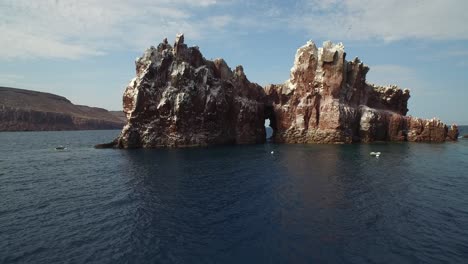 Aerial-shot-of-the-stunning-"La-Lobera"-in-the-Partida-Island,-Baja-California-Sur