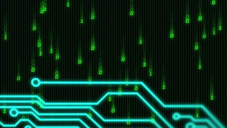 animación del procesamiento de datos sobre un fondo negro