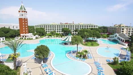 luxury resort with pool and tower