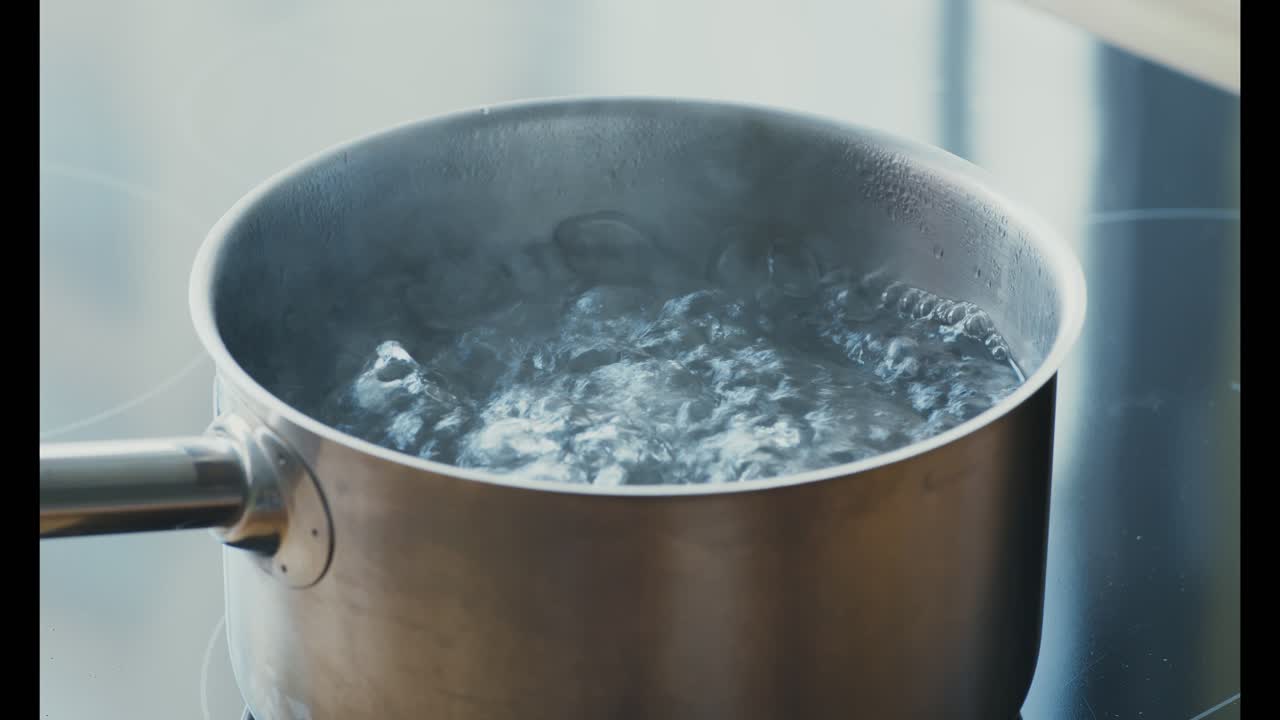 Boiling water in a pot
