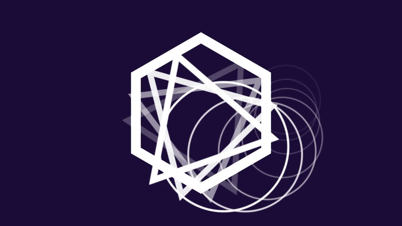 Animation of white shapes moving on blue background