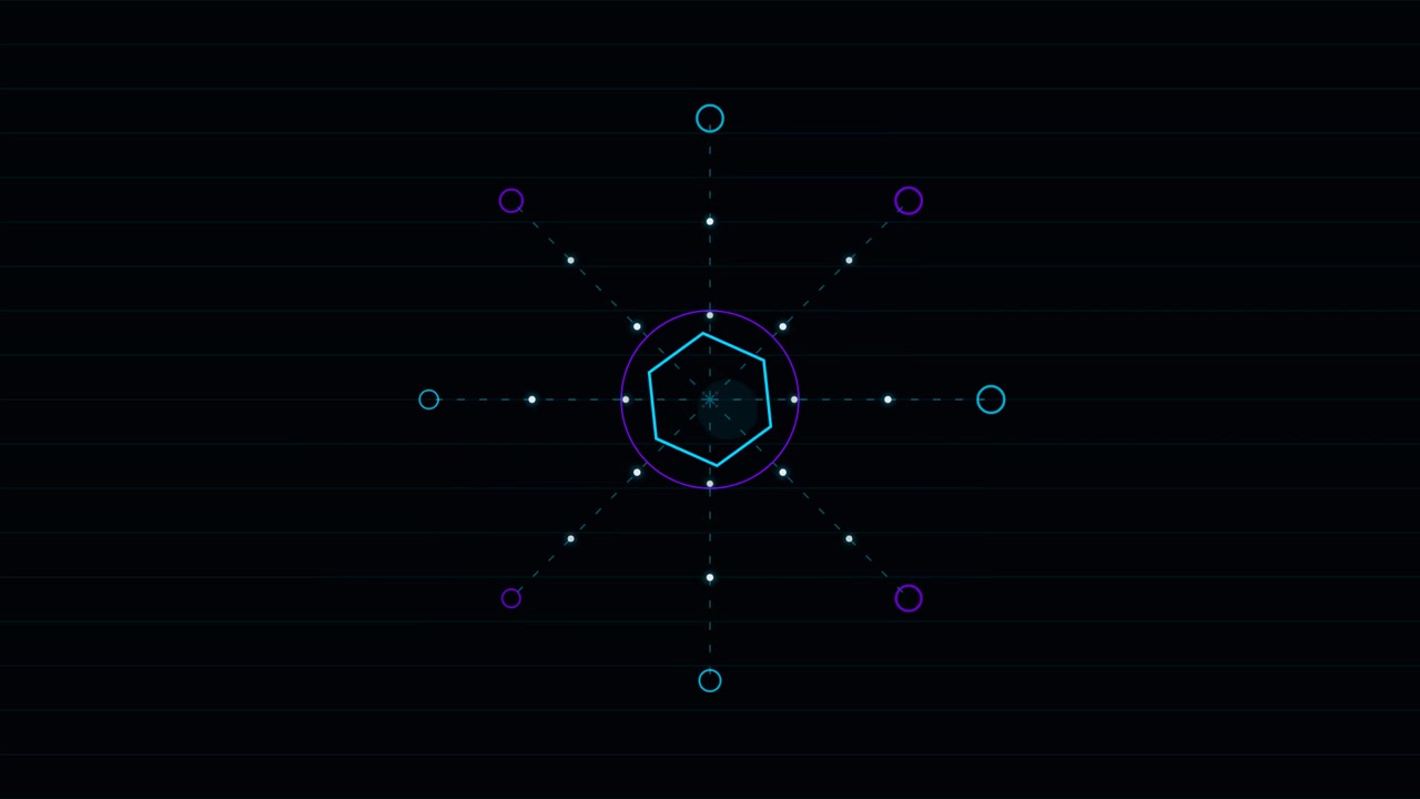 Abstract Digital Hexagon Network Animation on Dark Background