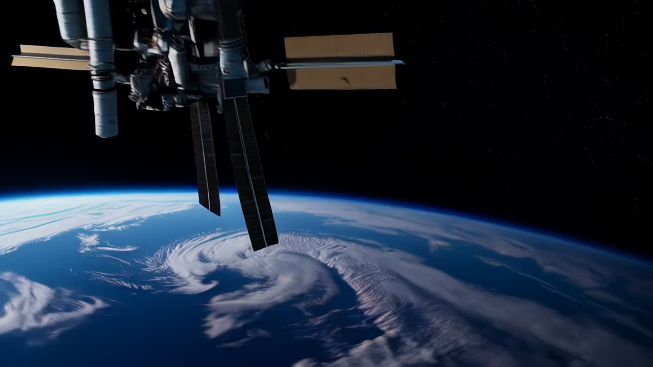 Earth and Space Station from Orbit