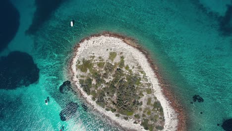 small island from above in the ocean