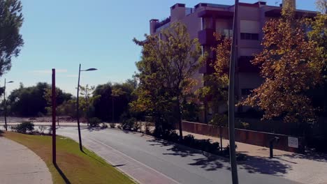 drone landing next to the road