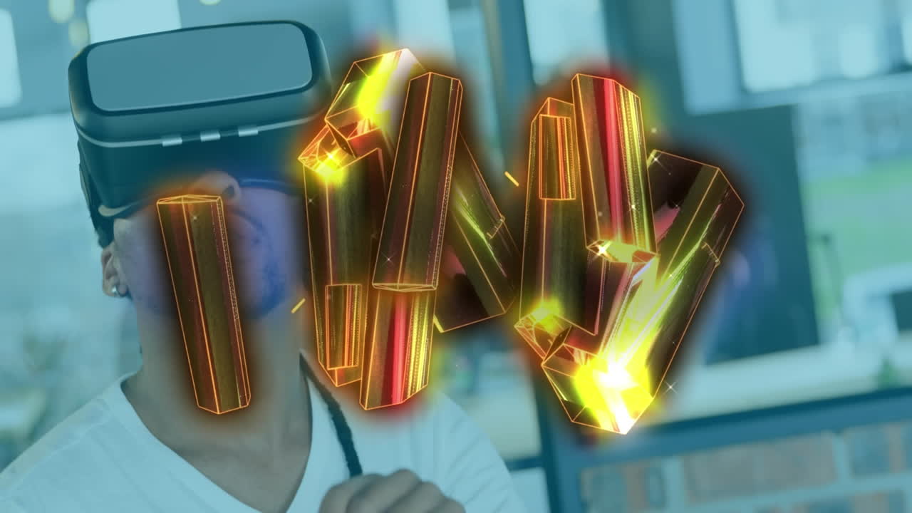 animación de bloques rosados brillantes con íconos