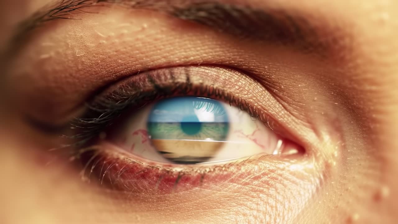 A Close-Up Perspective of a Human Eye Reflecting a House, Showcasing Intricate Details and Unique Emotions Captured in Stunning Visual Imagery