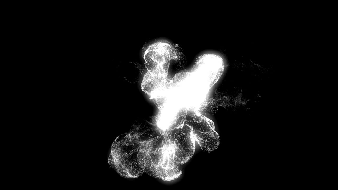 검은 바탕에 추상적인 동적 입자 소스