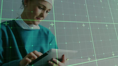 animation of lines over caucasian female surgeon