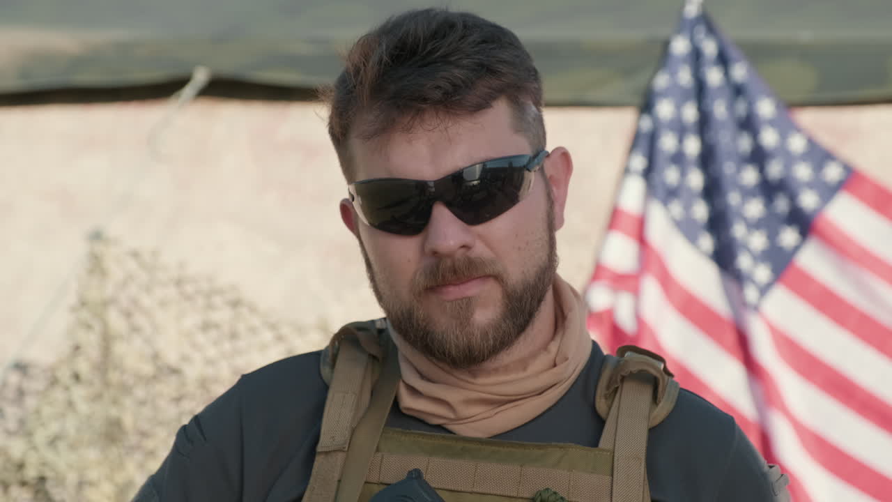 US Military Man With Gun