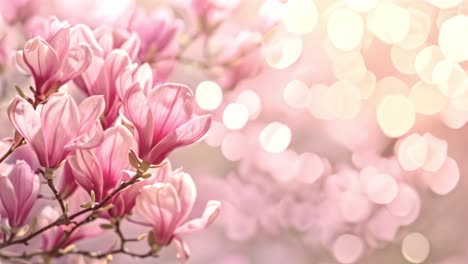 pink magnolia flowers with bokeh background