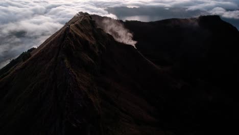 hot steam from mount batur volcano crater in bangli regency, bali, indonesia