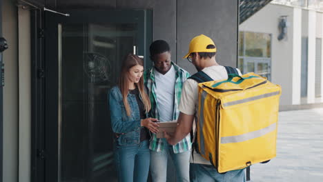 food delivery at a building