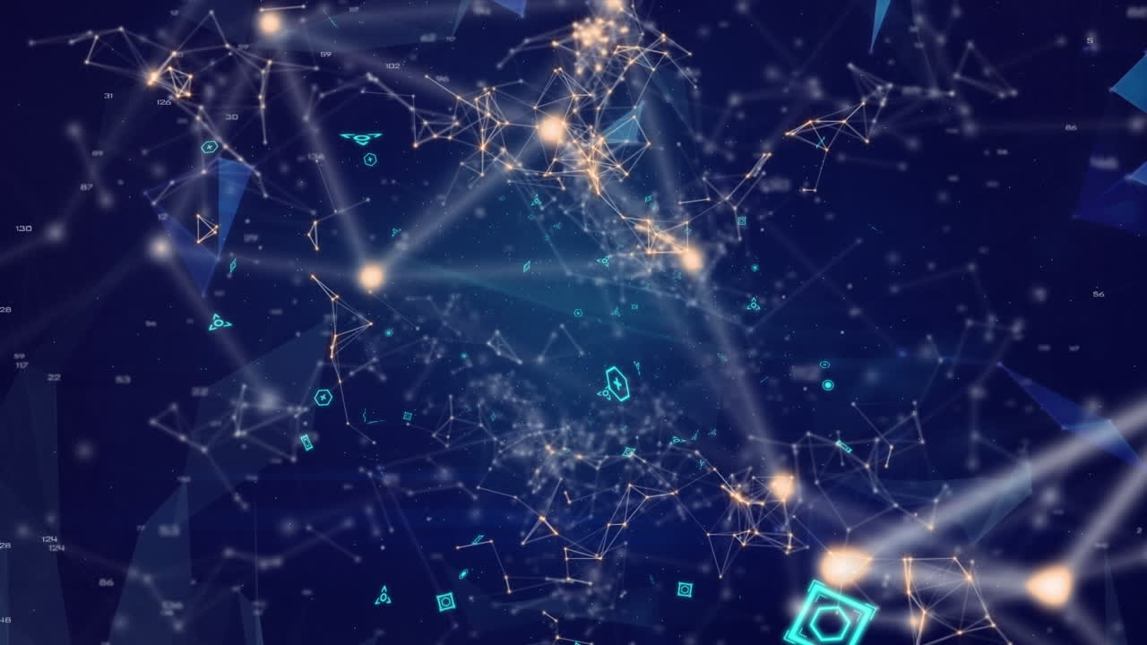 Animation of network of connections with icons over globe