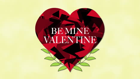 be mine valentine with big red heart and flowers