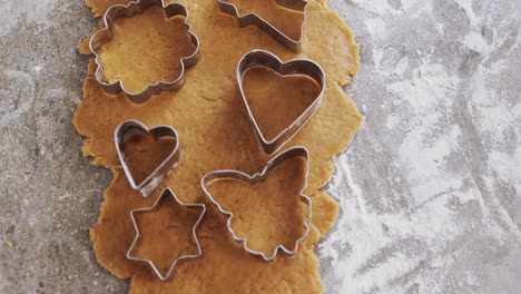 gingerbread dough with flour and cookie cutter 4k