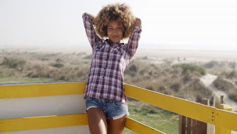 cheerful young african woman happy