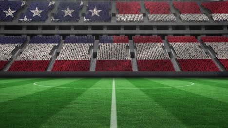 animation of american flag on empty football pitch in sports stadium