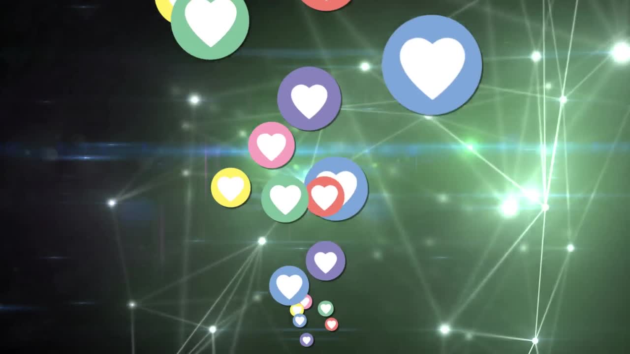 animación de iconos de redes sociales a través de una red de conexiones