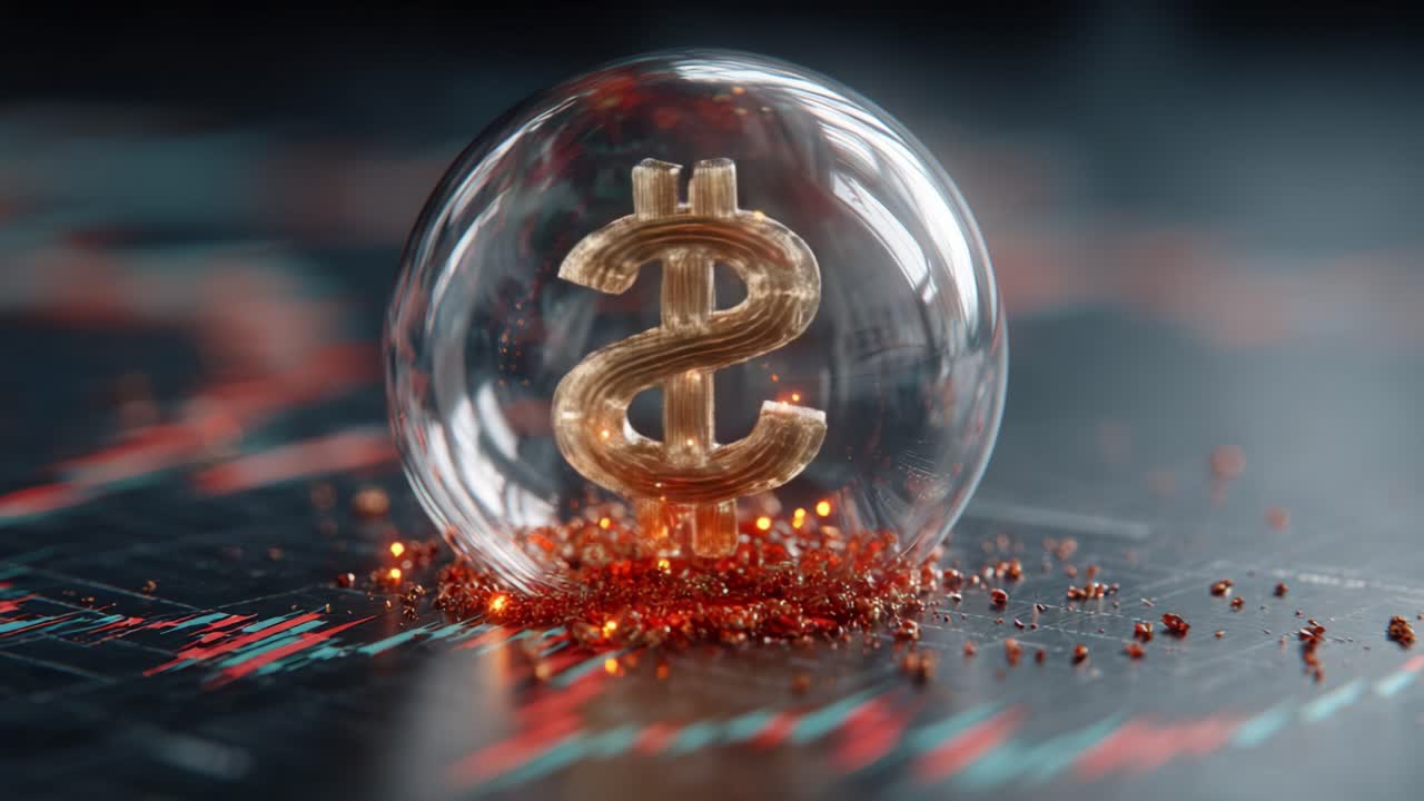 En fantastisk visualisering av finansiell rikedom inkapslad i en kristallbubbla, omgiven av skimrande rött glitter som illustrerar konceptet pengadynamik.