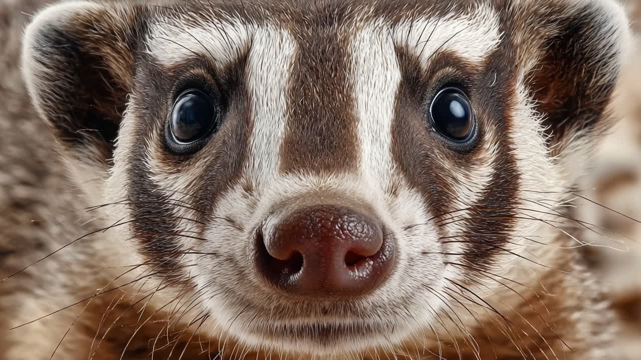 アナグマの魅惑的なクローズアップ：この壮麗な生物の精巧な特徴を2枚の息をのむようなフレームで探求