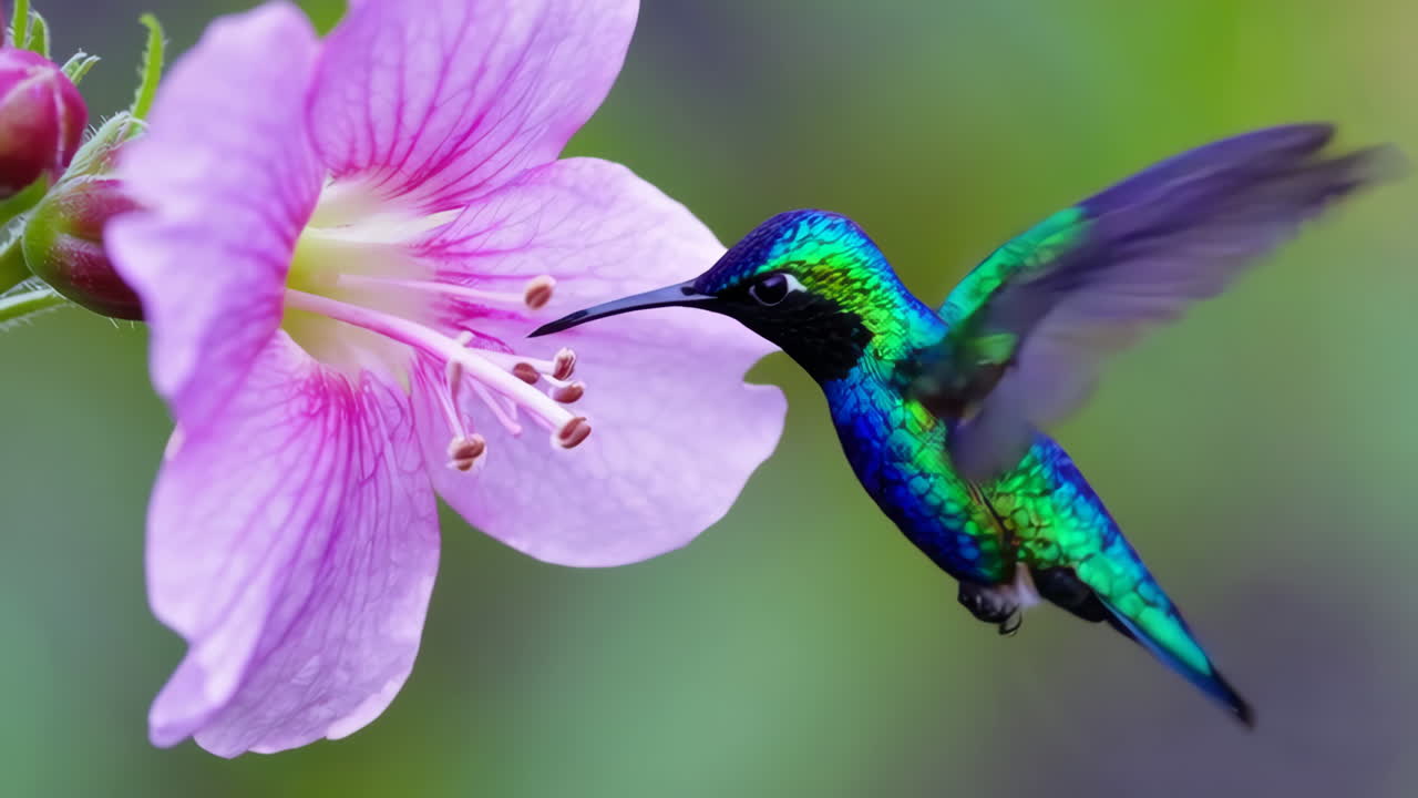 Hummingbird and Purple Flower