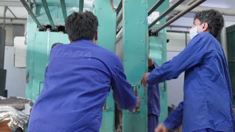 leather processing in a tannery factory