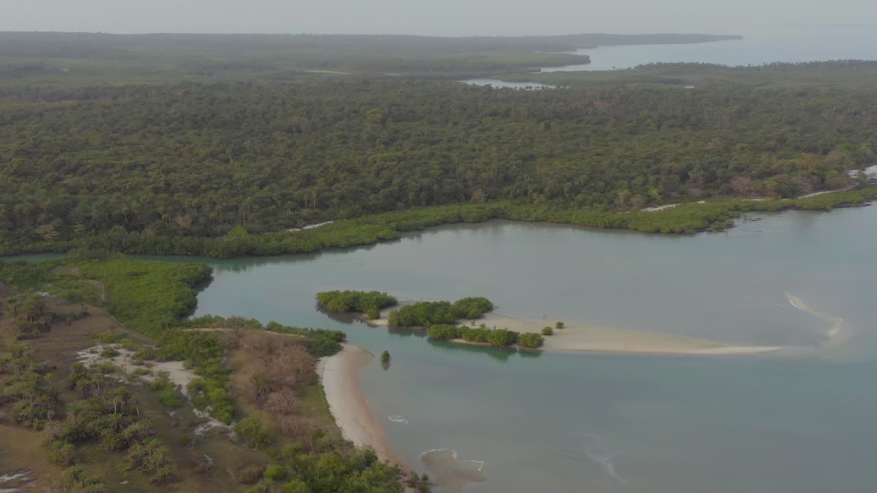 Remote Beach and River Estuary, Panoramic View of Nature Reserve