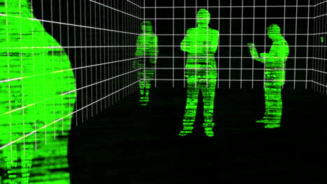 animación informática con siluetas verdes