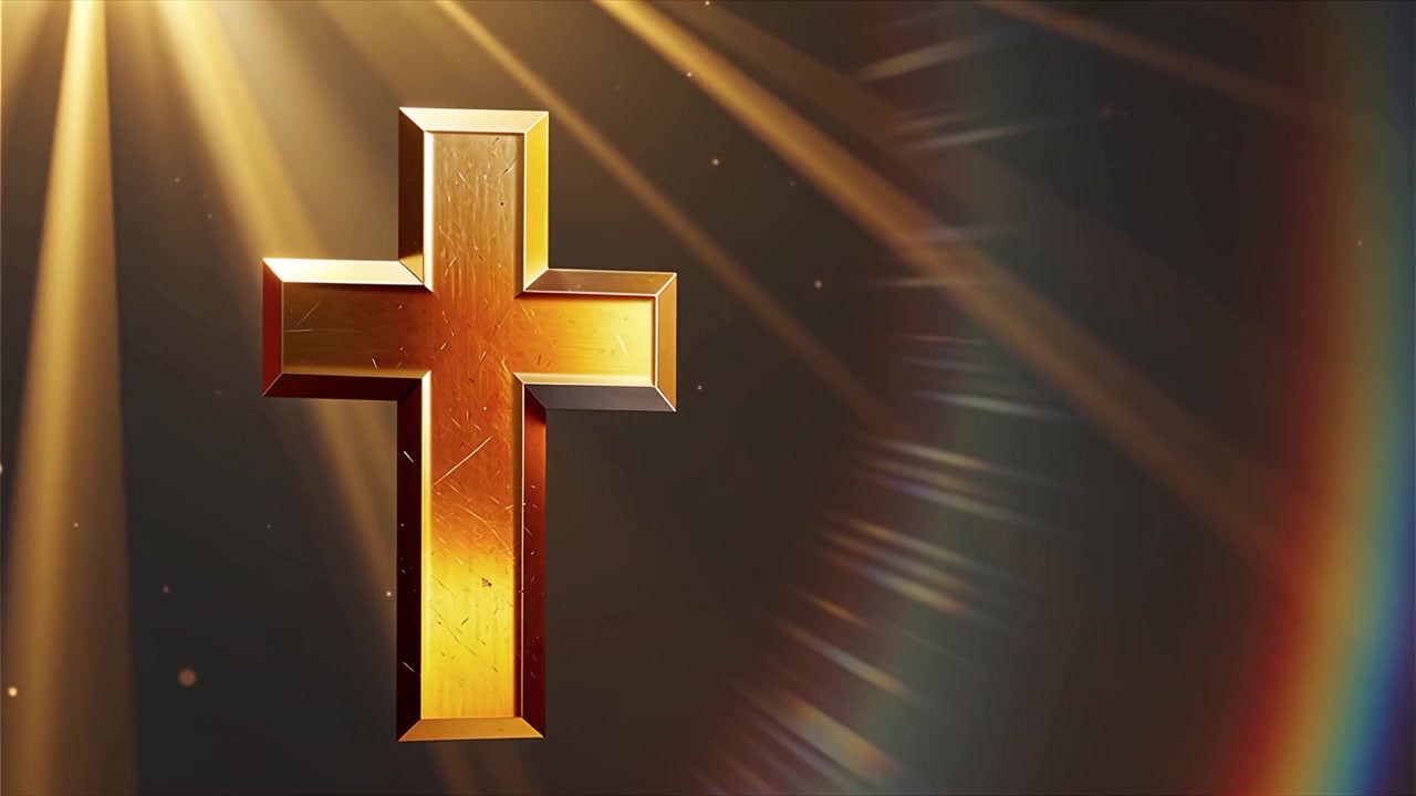 Croce Cristiana Luce Celestiale Sfondo per il Culto.