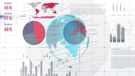 animación del procesamiento de datos financieros y estadísticas en todo el mundo
