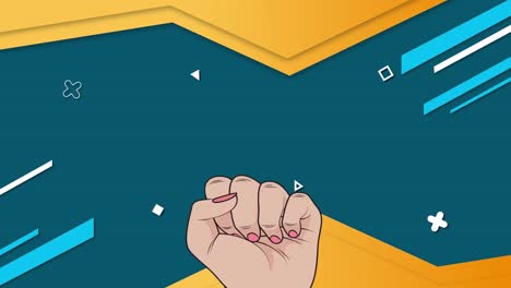 Animation-of-female-fists-over-graphic-background