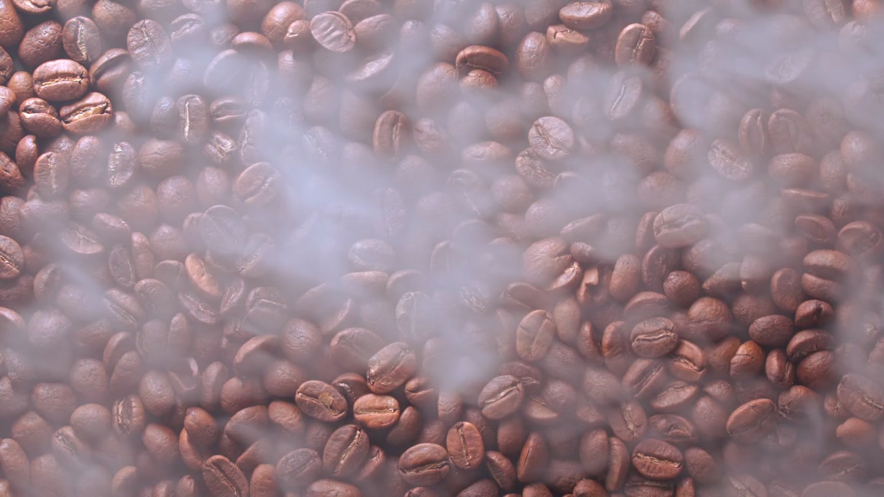 Steaming Roasted Coffee Beans Background
