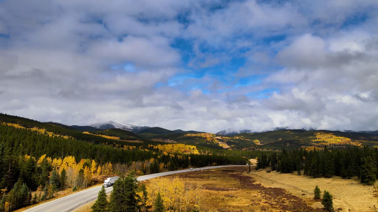 imágenes de drones de 4k de árboles de abeto amarillo en las montañas de colorado en otoño