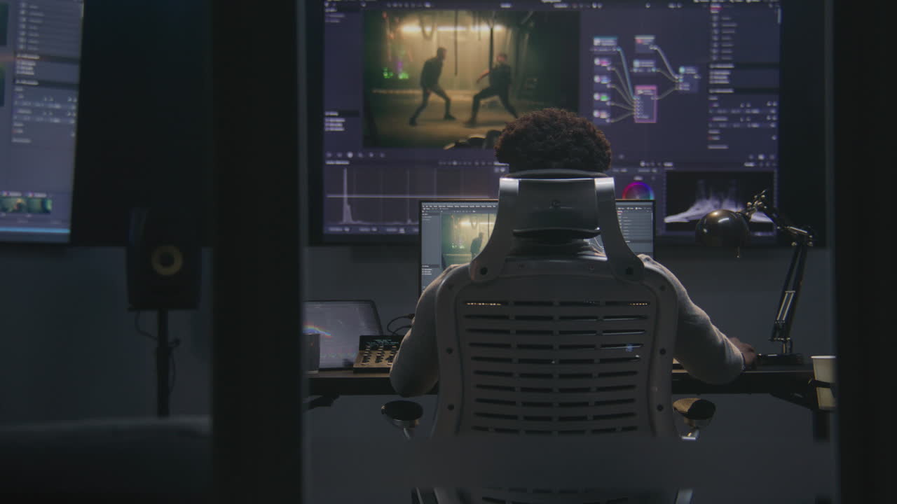 editor de video en el trabajo