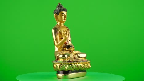 thailand golden buddha palm figure miniature souvenir memory thai birmania on green background chroma key background replacement backdrop objet in a turntable 3d spinning loop