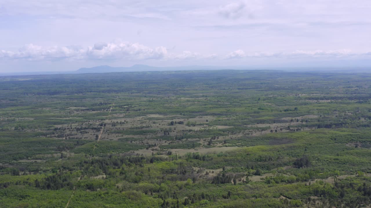 Beautiful Steppe Grassland Plains Of Deliblato Sands In Serbia.  aerial