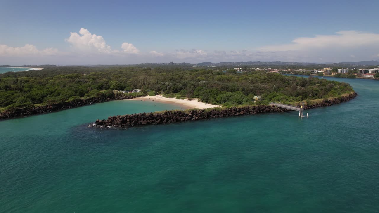Flying Towards The Marlo's Beach From Tweed River Mouth In NSW, Australia. - aerial shot