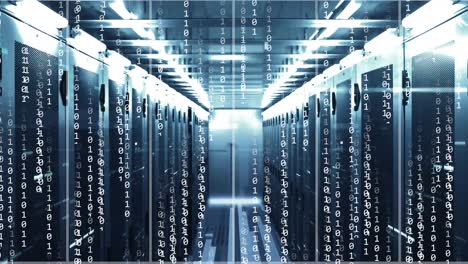 animation of binary coding and data processing over computer servers