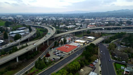 traffic over highway overpass on walnut creek city in contra costa county, california, united states