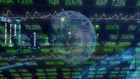 animación de las estadísticas y el procesamiento de datos financieros en todo el mundo y el paisaje urbano