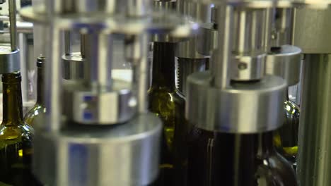 cu of conveyor belt of wine bottles