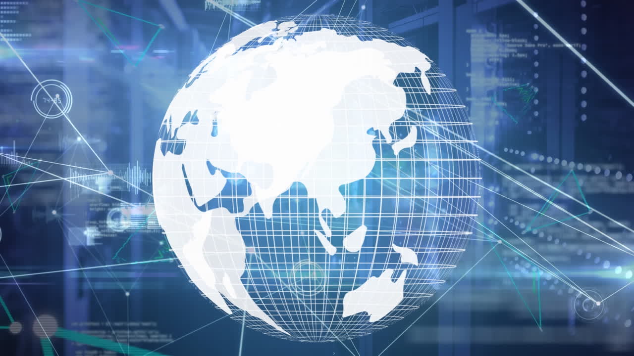 연결 및 데이터 처리의 네트워크를 통해 지구의 애니메이션