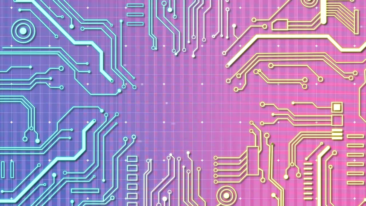 Digital Circuit Board Animation with Gradient Background