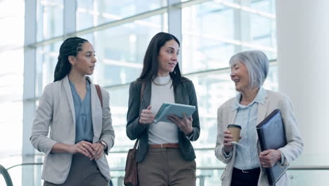 meeting, office building and women walking