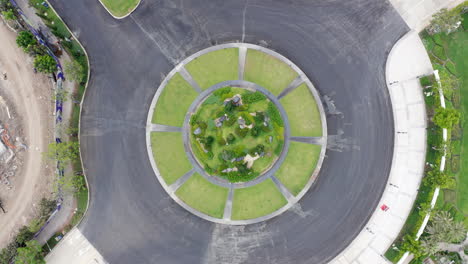 aerial rising shot of roundabout. 4k drone