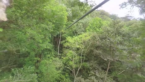 slow motion long zip line pov