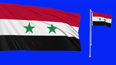 green screen syria two flags waving syrian flagpole animation 3d chroma key