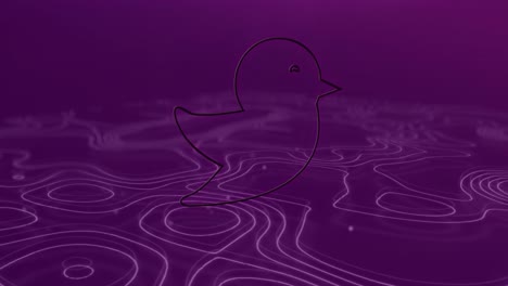 Flickering-neon-bird-over-moving-white-lines