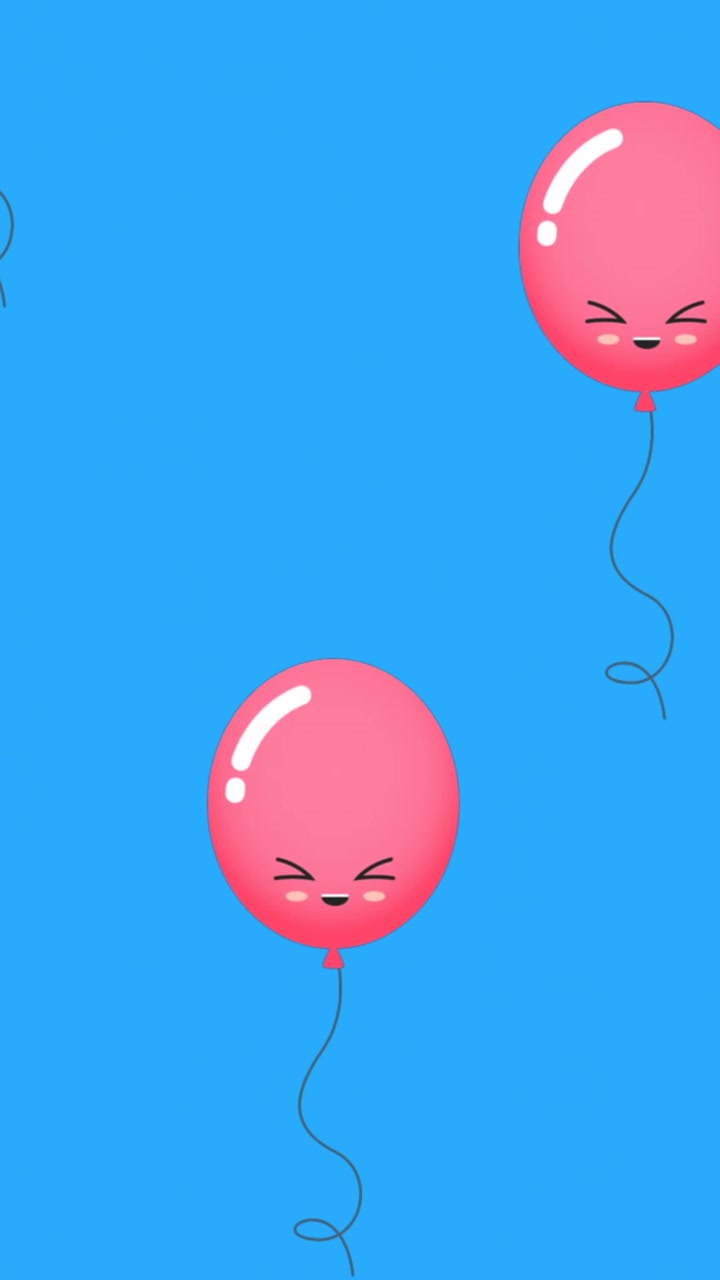 Animazione di palloncini rosa su sfondo blu